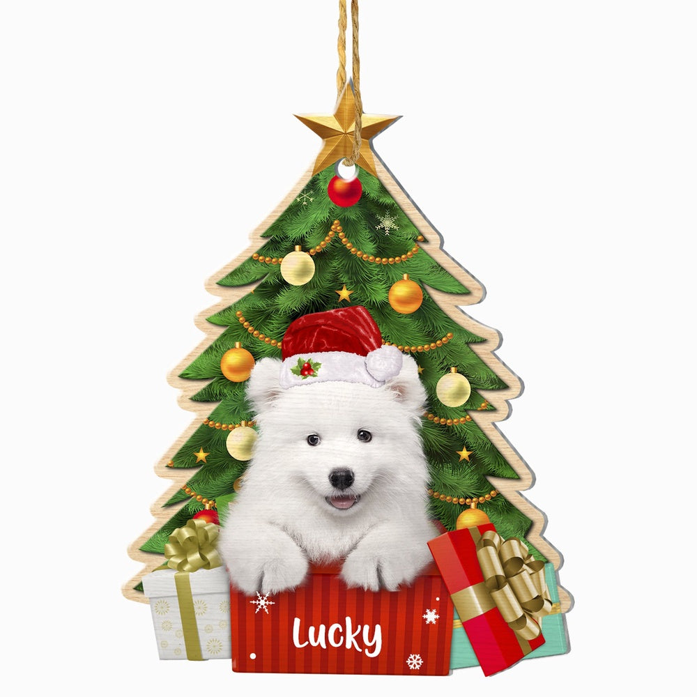 Christmas Dog Ornament, Personalized Samoyed Christmas Tree Ornament, New Dog Christmas Ornament