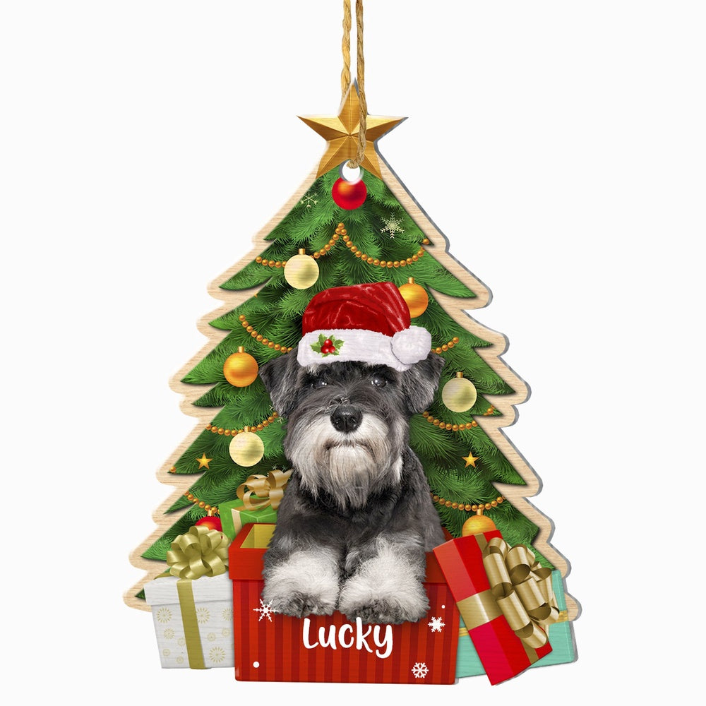 Christmas Dog Ornament, Personalized Schnauzer Christmas Tree Ornament, New Dog Christmas Ornament