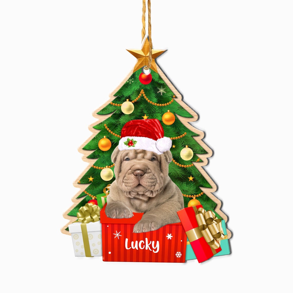 Christmas Dog Ornament, Personalized Shar Pei Christmas Tree Ornament, New Dog Christmas Ornament