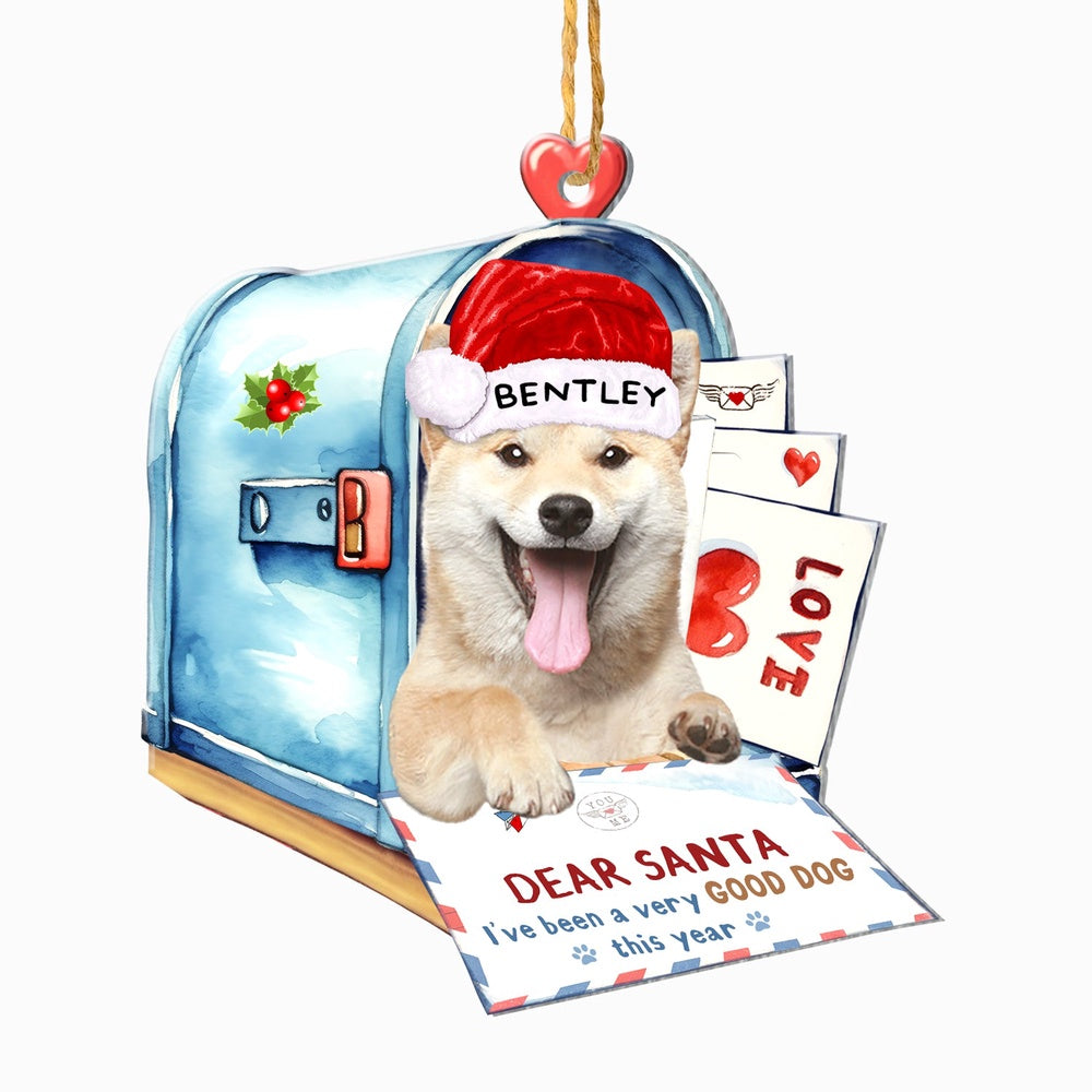 Christmas Dog Ornament, Personalized Shiba Inu In Mailbox Christmas Ornament, New Dog Christmas Ornament