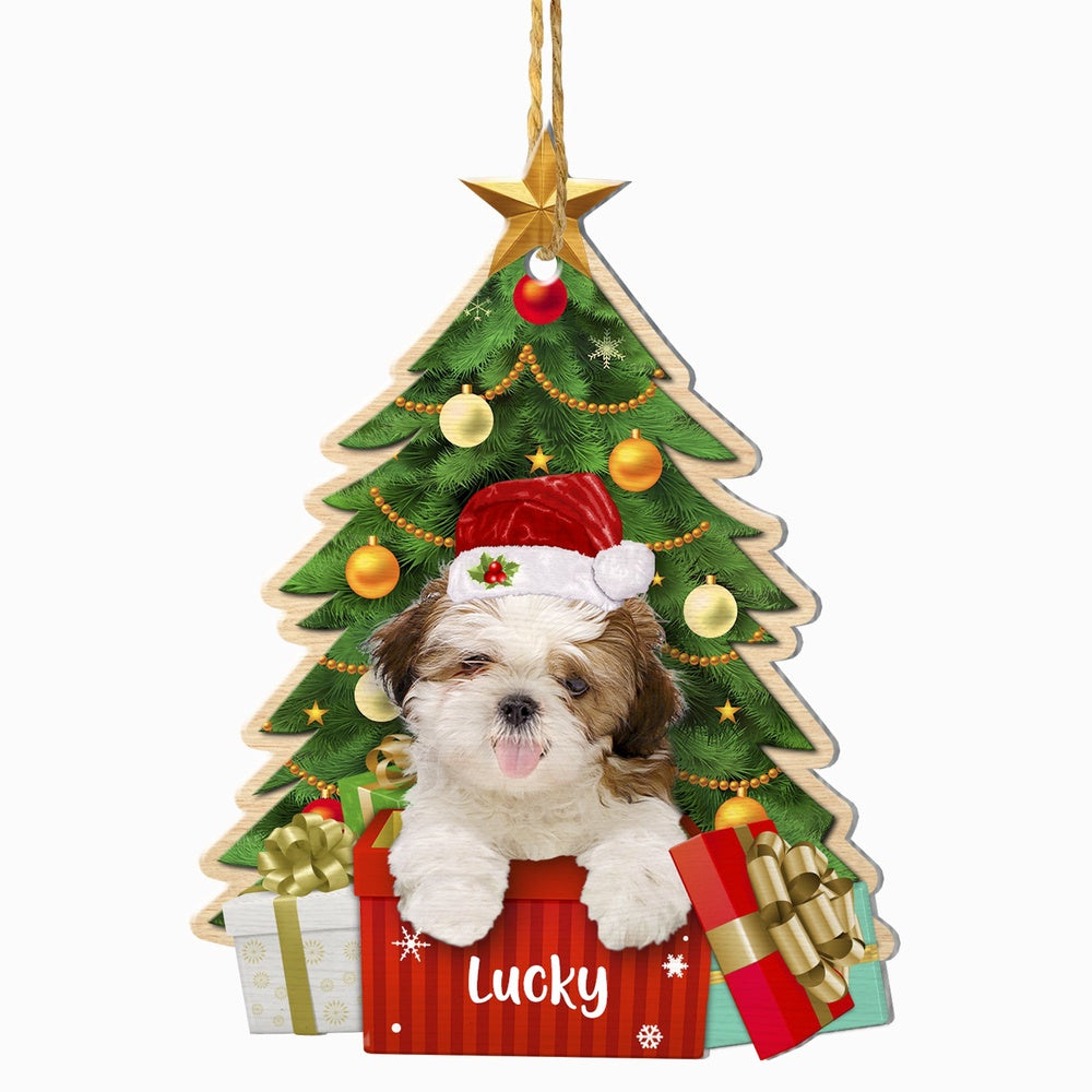Christmas Dog Ornament, Personalized Shih Tzu Christmas Tree Ornament, New Dog Christmas Ornament