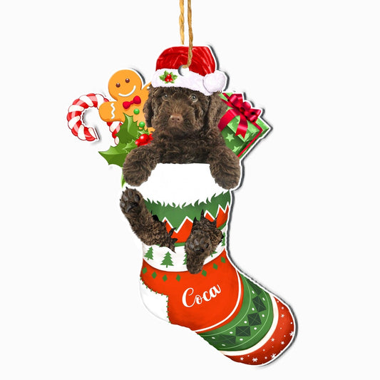 Christmas Dog Ornament, Personalized Spainish Water Dog In Christmas Stocking Ornament, New Dog Christmas Ornament