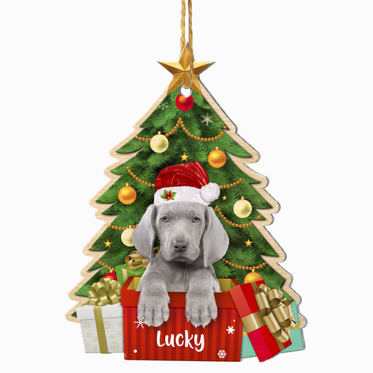 Christmas Dog Ornament, Personalized Weimaraner Christmas Tree Ornament, New Dog Christmas Ornament