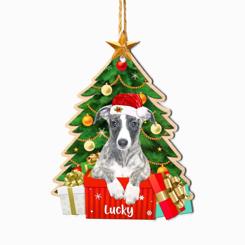 Christmas Dog Ornament, Personalized Whippet Christmas Tree Ornament, New Dog Christmas Ornament