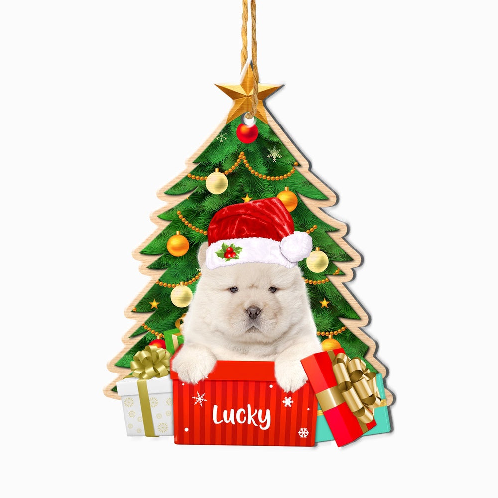 Christmas Dog Ornament, Personalized White Chow Chow Christmas Tree Ornament, New Dog Christmas Ornament