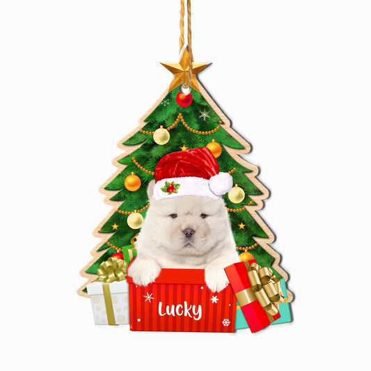 Christmas Dog Ornament, Personalized White Chow Chow Christmas Tree Ornament, New Dog Christmas Ornament