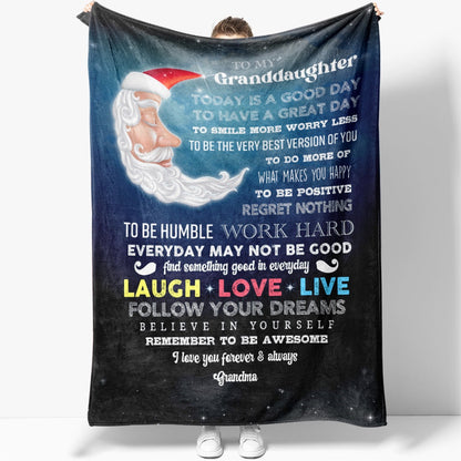 Christmas Gift Blanket For Granddaughter, Follow Your Dreams Believe In Yourself Blanket From Grandma Blanket, Christmas Blanket