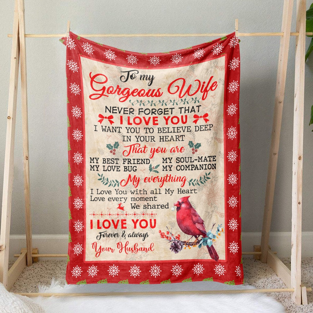 Christmas Gift Ideas Blanket For Wife, To My Gorgeous Wife, You Are My Best Friend, Soulmate, Love Bug And Companion Blanket, Christmas Blanket