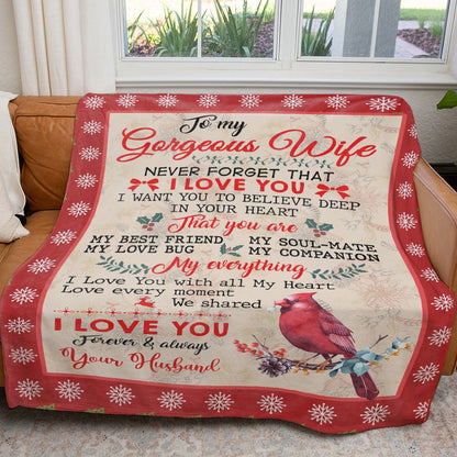 Christmas Gift Ideas Blanket For Wife, To My Gorgeous Wife, You Are My Best Friend, Soulmate, Love Bug And Companion Blanket, Christmas Blanket
