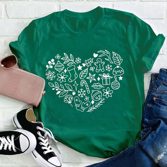 Christmas Heart T Shirt, Merry T Shirt, Unisex Christmas Shirts