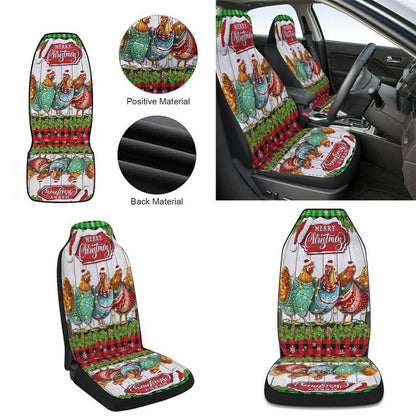 Christmas Hen Chickens Merry Christmas Cars Seat Cover, Christmas Car Seat Covers, Car Decor Gift