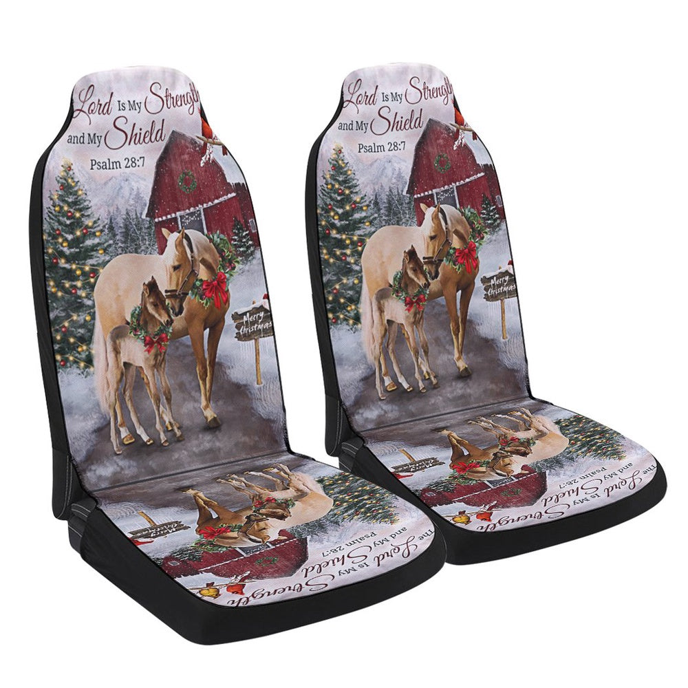 Christmas Horse The Lord Is My Stength and My Shield Cars Seat Cover, Christmas Car Seat Covers, Car Decor Gift