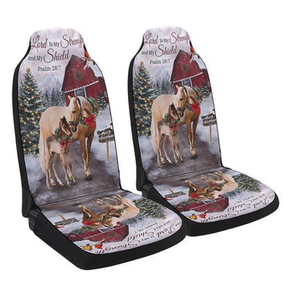 Christmas Horse The Lord Is My Stength and My Shield Cars Seat Cover, Christmas Car Seat Covers, Car Decor Gift
