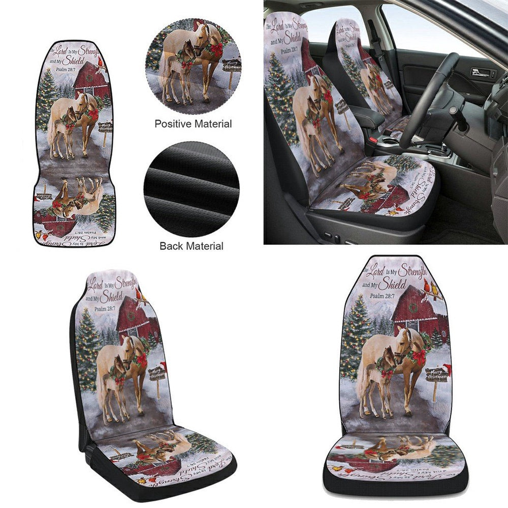 Christmas Horse The Lord Is My Stength and My Shield Cars Seat Cover, Christmas Car Seat Covers, Car Decor Gift