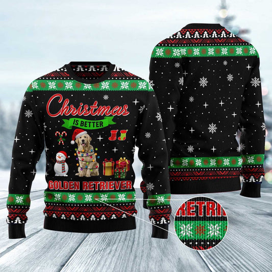 Christmas Is Better With Golden Retriever Ugly Christmas Sweater, Funny Xmas Sweater, Sweater Xmas