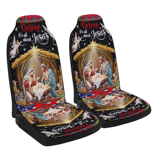 Christmas It is All About Jesus Nativity of Jesus Holy Family Cars Seat Cover, Christmas Car Seat Covers, Car Decor Gift