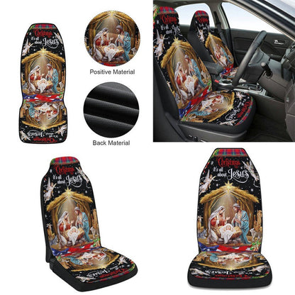 Christmas It is All About Jesus Nativity of Jesus Holy Family Cars Seat Cover, Christmas Car Seat Covers, Car Decor Gift
