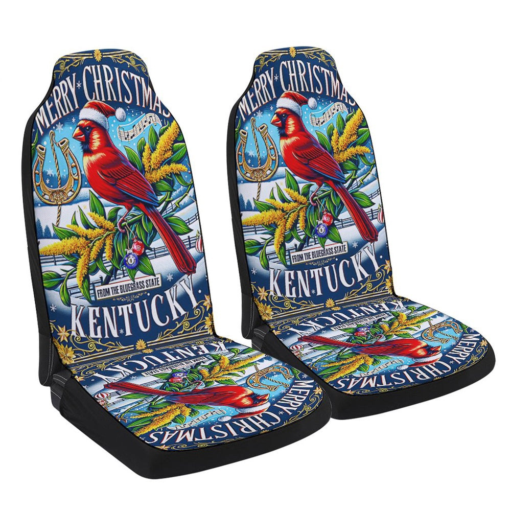 Christmas Kentucky State Merry Christmas From the Bluegrass State Cars Seat Cover, Christmas Car Seat Covers, Car Decor Gift