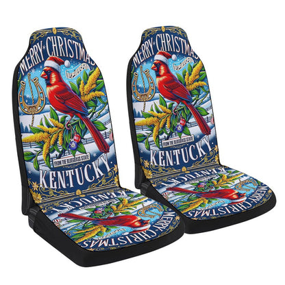 Christmas Kentucky State Merry Christmas From the Bluegrass State Cars Seat Cover, Christmas Car Seat Covers, Car Decor Gift