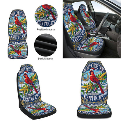 Christmas Kentucky State Merry Christmas From the Bluegrass State Cars Seat Cover, Christmas Car Seat Covers, Car Decor Gift