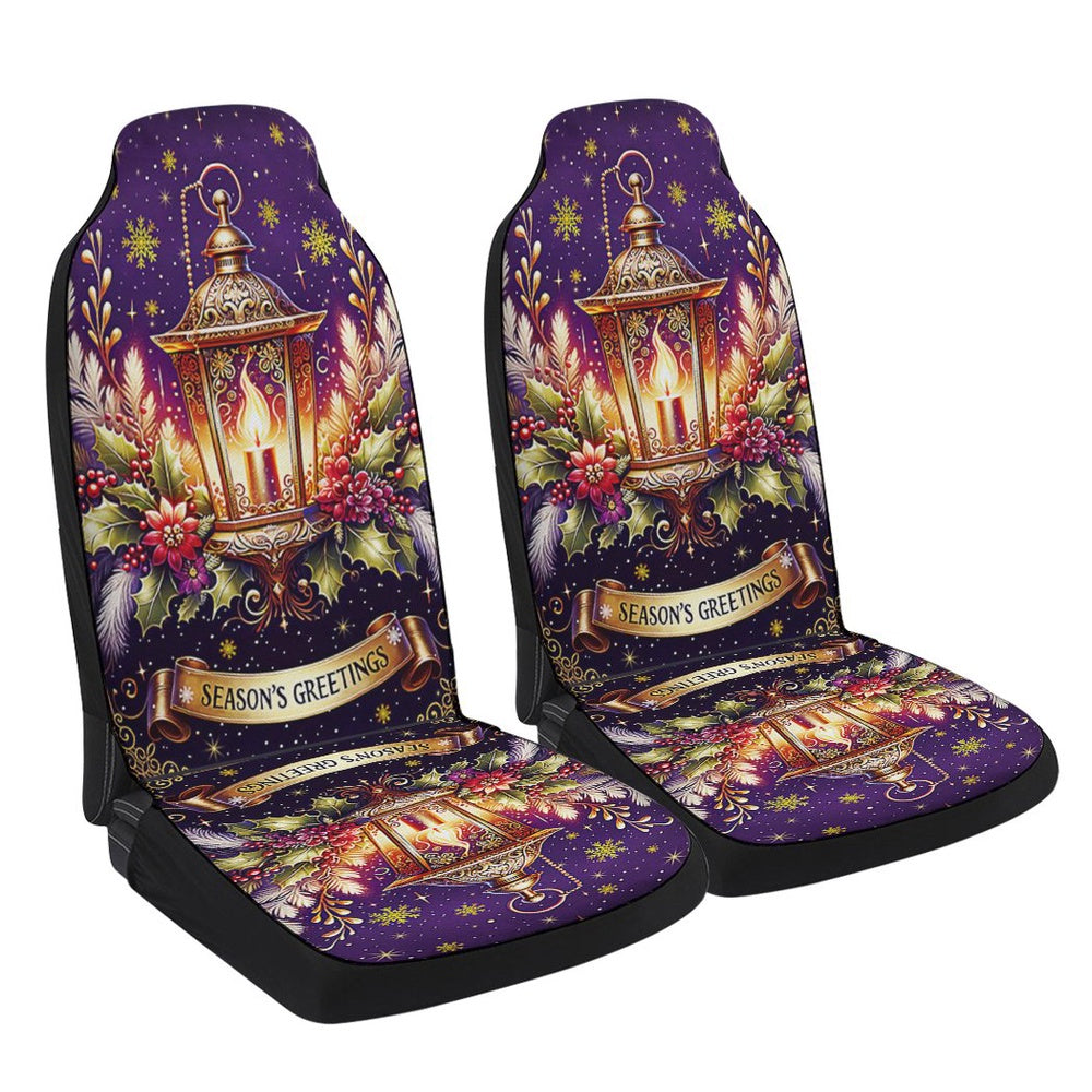 Christmas Lantern Season Greetings Cars Seat Cover, Christmas Car Seat Covers, Car Decor Gift