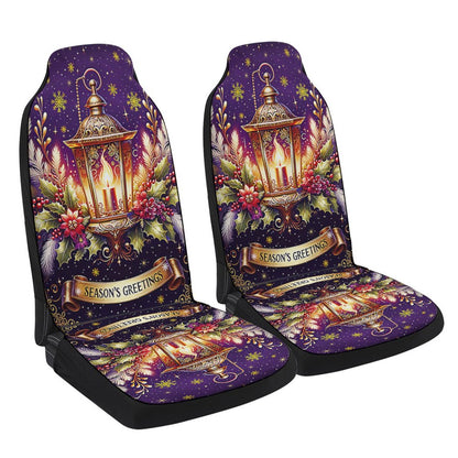 Christmas Lantern Season Greetings Cars Seat Cover, Christmas Car Seat Covers, Car Decor Gift