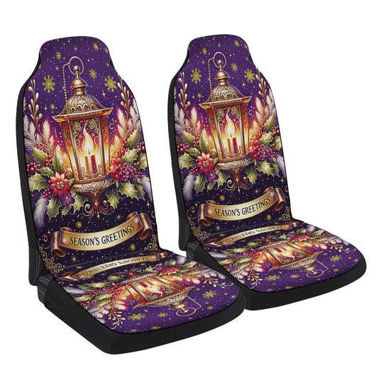 Christmas Lantern Season Greetings Cars Seat Cover, Christmas Car Seat Covers, Car Decor Gift
