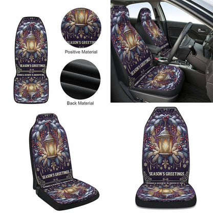 Christmas Lantern Season Greetings Cars Seat Cover, Christmas Car Seat Covers, Car Decor Gift