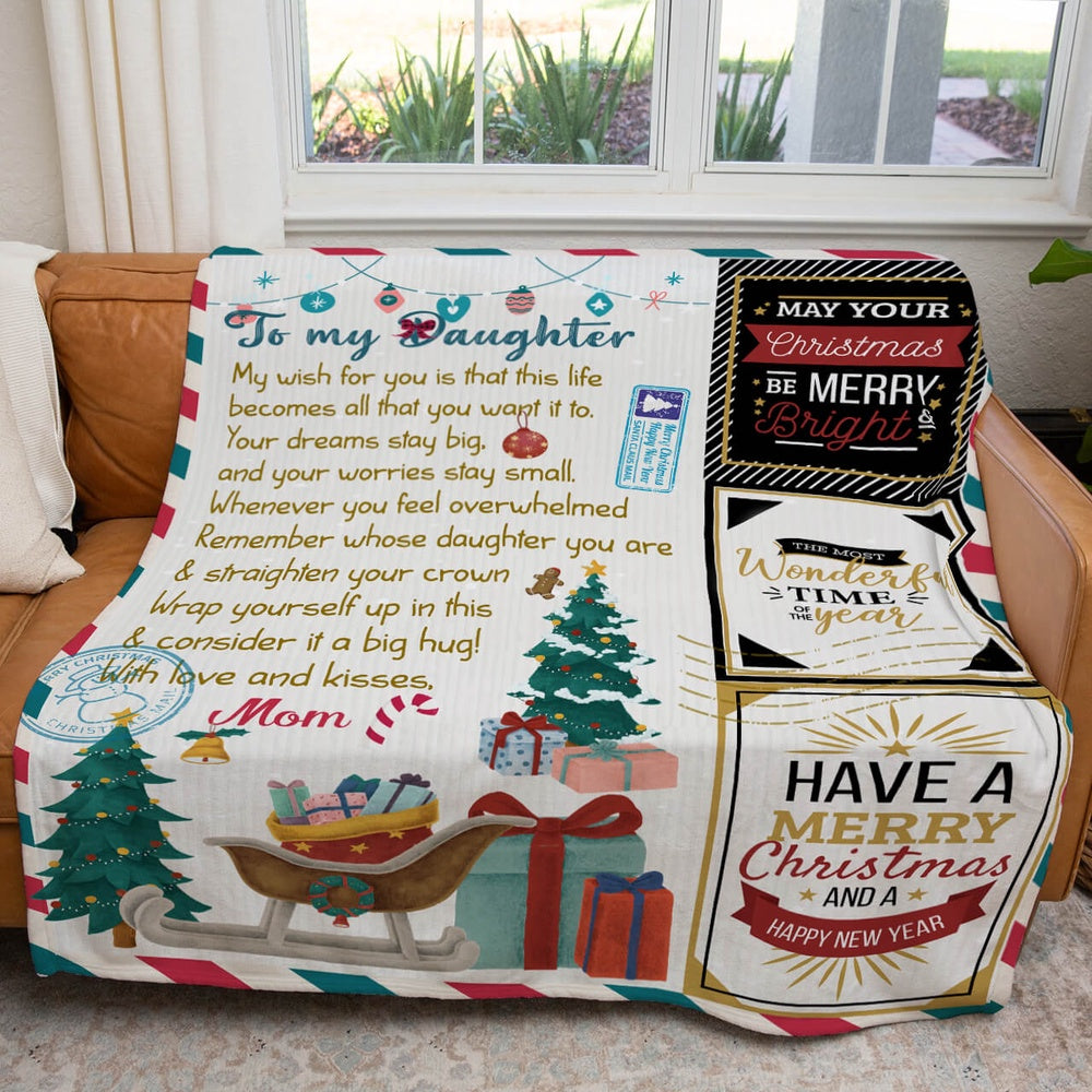 Christmas Letter To My Daughter Blanket, Remember Whose Daughter You Are Blanket, Christmas Blanket