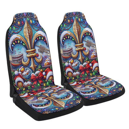 Christmas Louisiana Fleur De Lis Cars Seat Cover, Christmas Car Seat Covers, Car Decor Gift