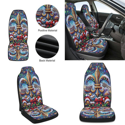 Christmas Louisiana Fleur De Lis Cars Seat Cover, Christmas Car Seat Covers, Car Decor Gift