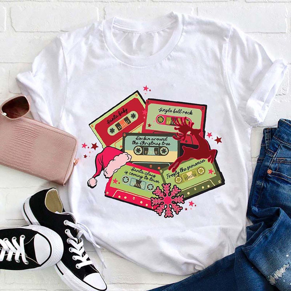 Christmas Music Cassette Tapes T Shirt, Merry T Shirt, Unisex Christmas Shirts