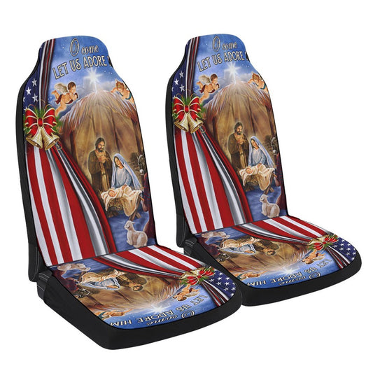 Christmas Nativity Of Jesus Cars Seat Cover, Christmas Car Seat Covers, Car Decor Gift