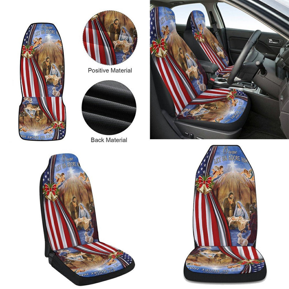 Christmas Nativity Of Jesus Cars Seat Cover, Christmas Car Seat Covers, Car Decor Gift