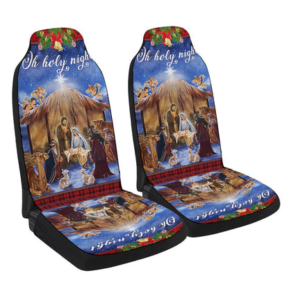 Christmas Nativity Scene Oh Holy Night Jesus Was Born Cars Seat Cover, Christmas Car Seat Covers, Car Decor Gift