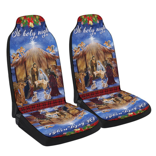 Christmas Nativity Scene Oh Holy Night Jesus Was Born Cars Seat Cover, Christmas Car Seat Covers, Car Decor Gift