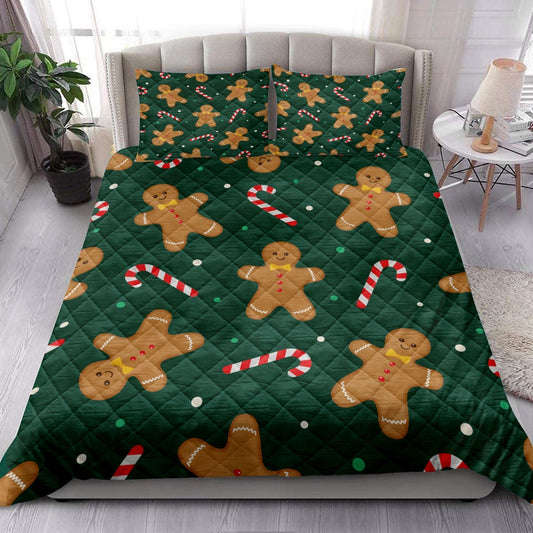 Christmas Quilt Set, Christmas Gingerbread And Candymass Quilt Blanket
