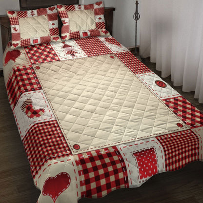Christmas Quilt Set, Christmas Patchwork Red Plaidmass Quilt Blanket