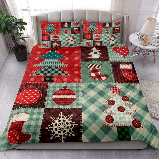 Christmas Quilt Set, Christmas Patchworkmas Tree Stockingmas Quilt Blanket