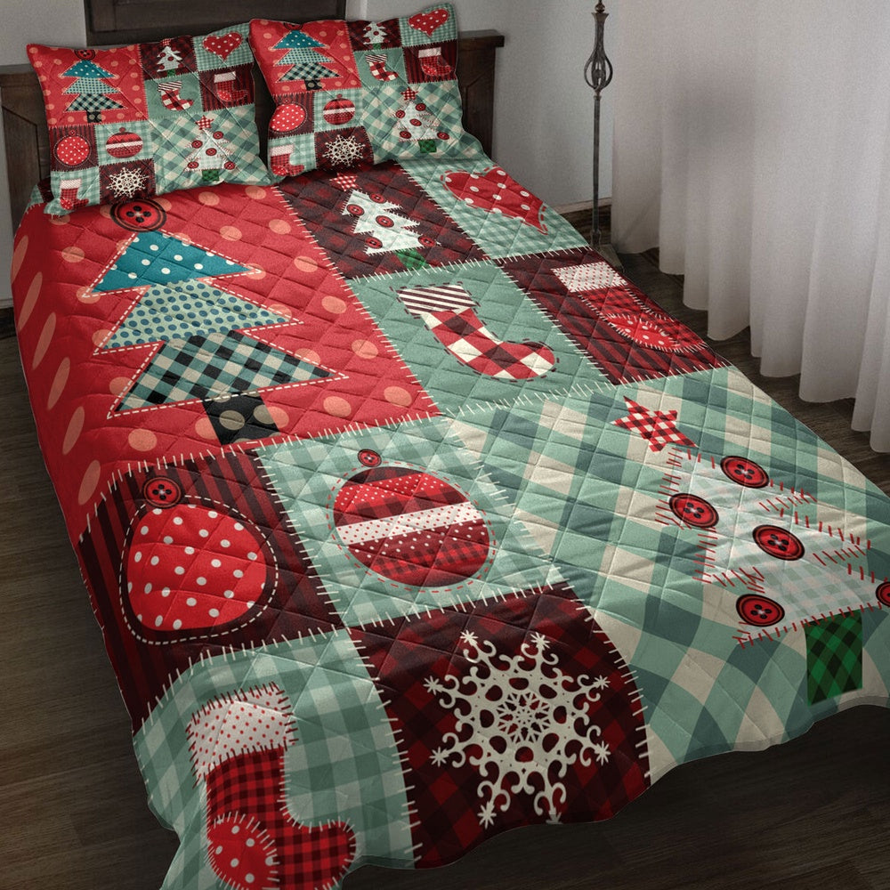 Christmas Quilt Set, Christmas Patchworkmas Tree Stockingmas Quilt Blanket