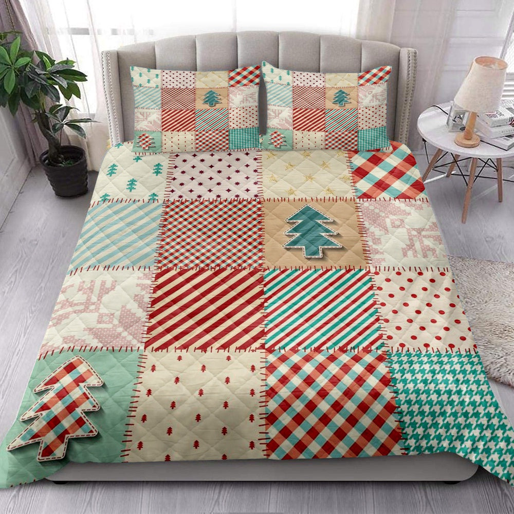 Christmas Quilt Set, Christmas Textile Quilting Xmas Holidays Quilt Blanket