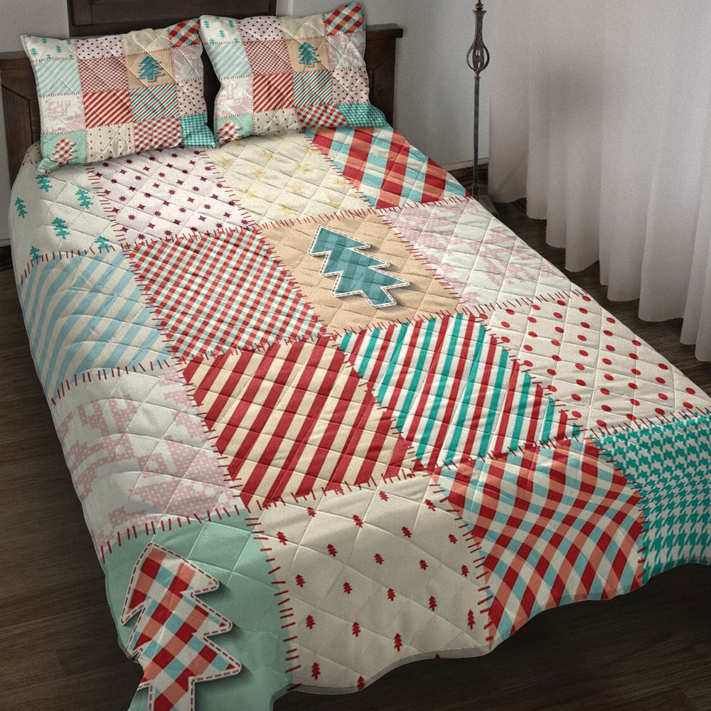 Christmas Quilt Set, Christmas Textile Quilting Xmas Holidays Quilt Blanket