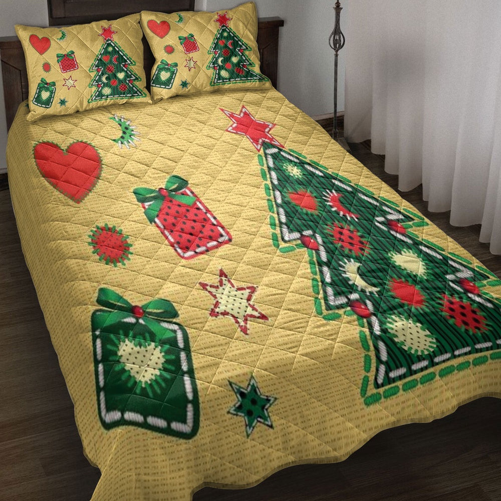 Christmas Quilt Set, Christmas Tree And Boxes With Starmass Quilt Blanket