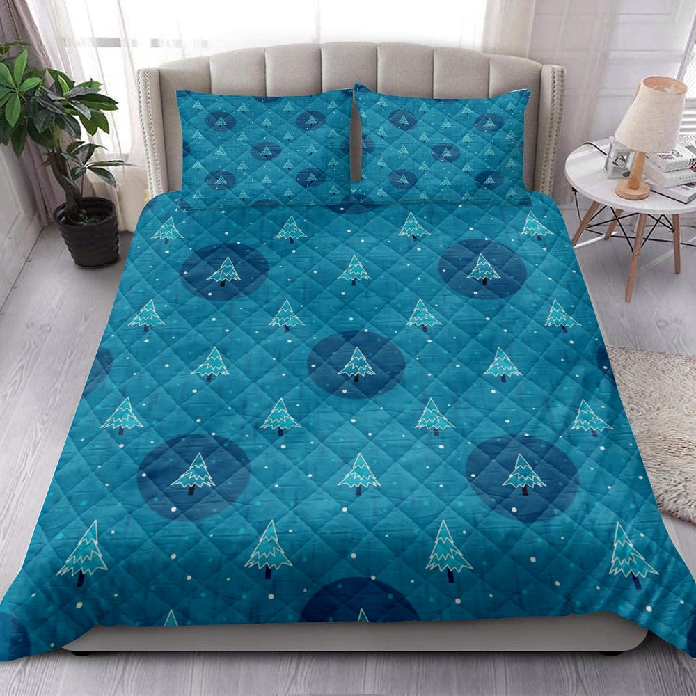 Christmas Quilt Set, Christmas Tree Bluemass Quilt Blanket