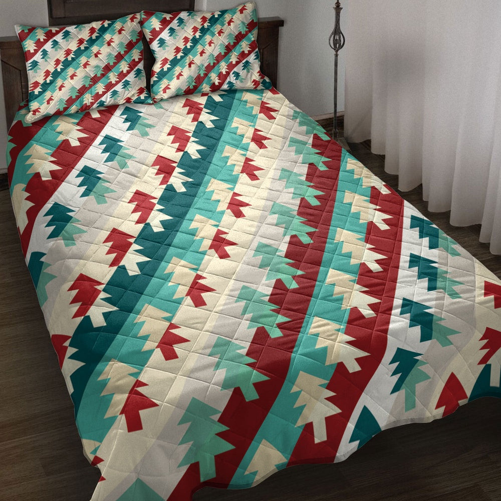 Christmas Quilt Set, Christmas Tree Coloful Xmas Holiday Seasons Quilt Blanket