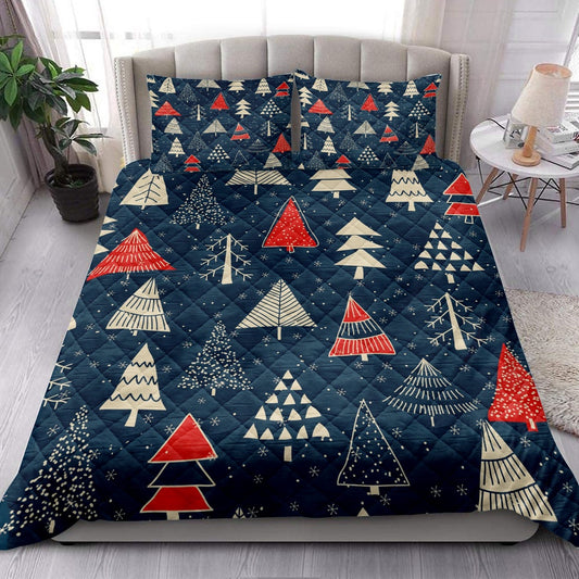 Christmas Quilt Set, Christmas Tree Snowflakesmass Quilt Blanket