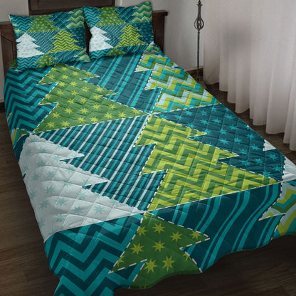 Christmas Quilt Set, Christmas Tree Traditional Xmas Holidays Quilt Blanket