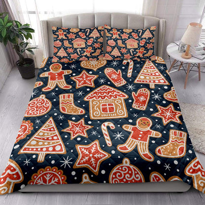 Christmas Quilt Set, Gingerbread Cookiesmas Tree Star Snowflakemas Quilt Blanket