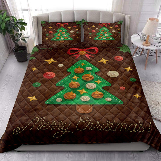 Christmas Quilt Set, Merrymas Greeting Patchworkmas Tree Knitting Quilt Blanket