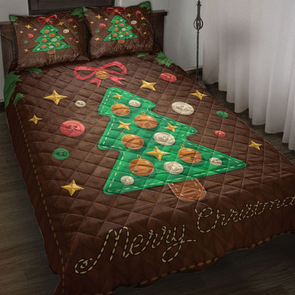 Christmas Quilt Set, Merrymas Greeting Patchworkmas Tree Knitting Quilt Blanket